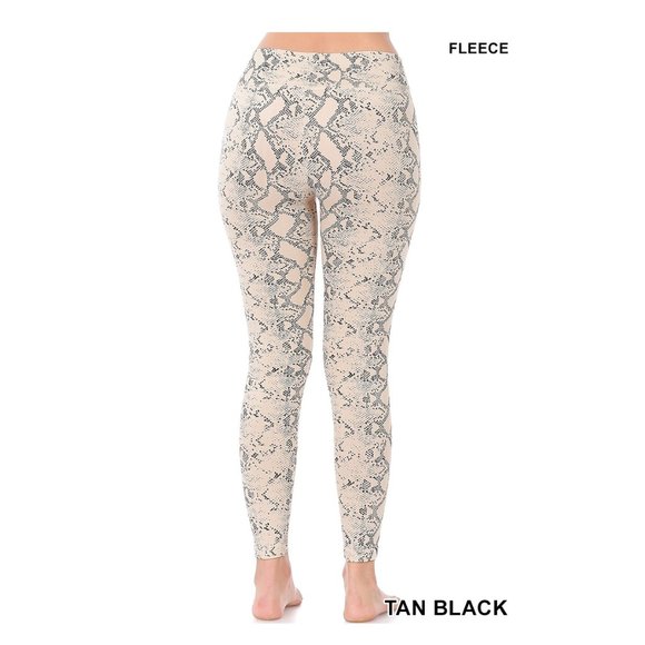 Fleece Leggings Thick and Warm - stretchy slimming design - Snake Print - Picture 3 of 3